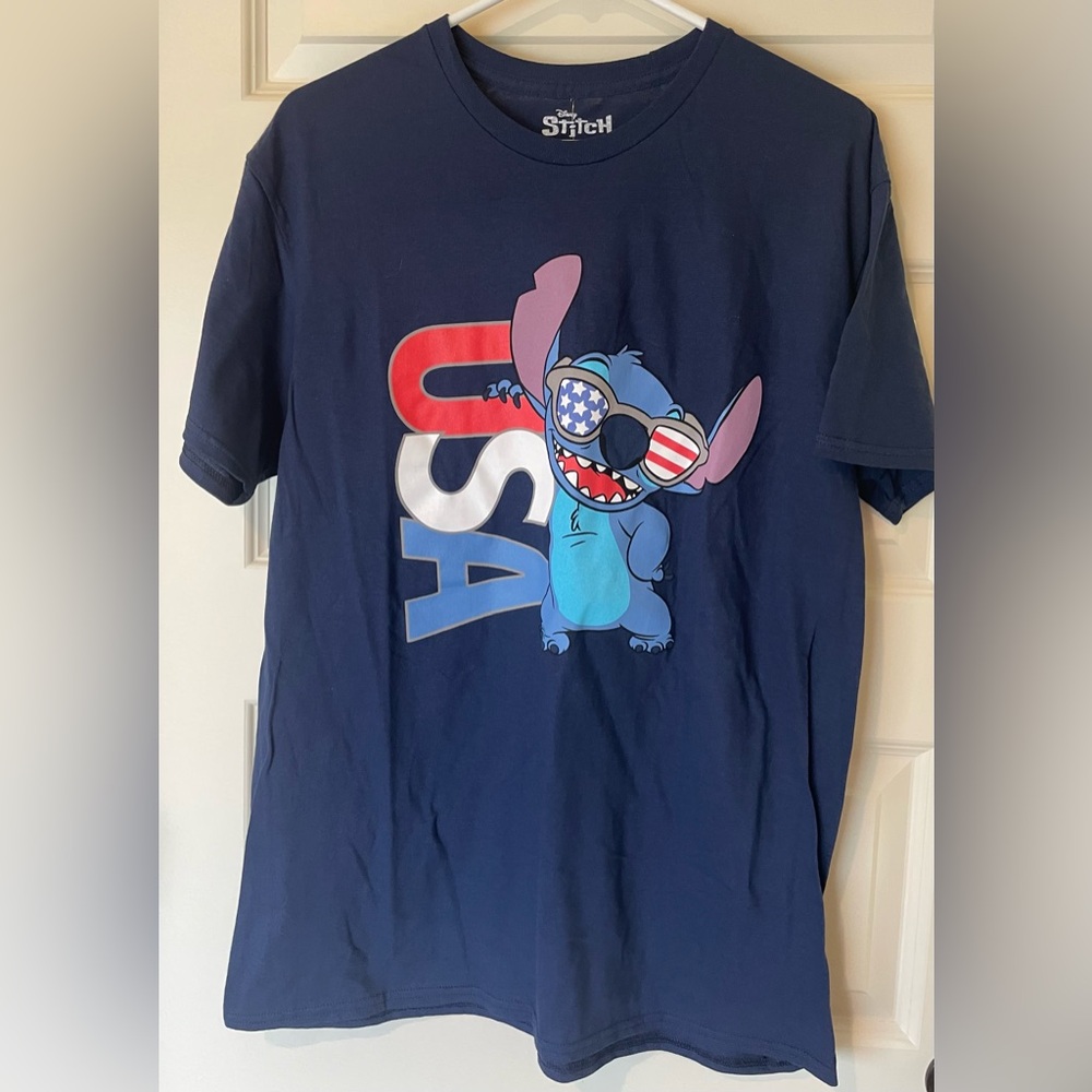 Disney Stitch USA Short Sleeve Tee Large Unisex 4th of July